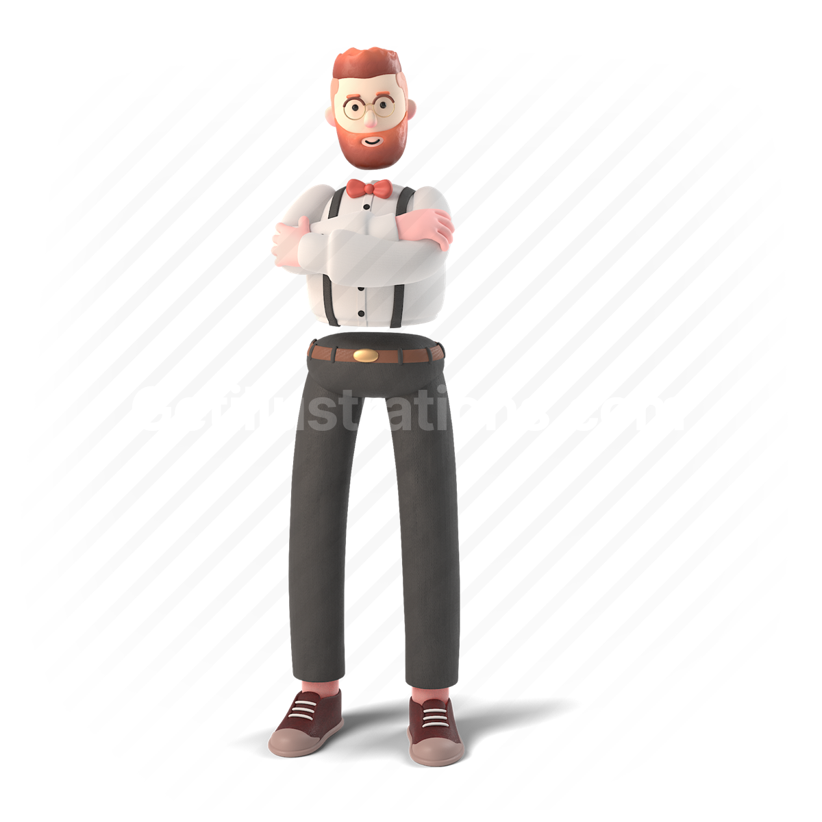man, formal, 3d, people, person, character, stand, arms crossed